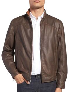 Куртка-бомбер из кожи ягненка Missani Le Collezioni, коричневый