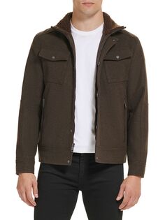 Куртка Trucker из искусственной овчины из смесовой шерсти Kenneth Cole, коричневый