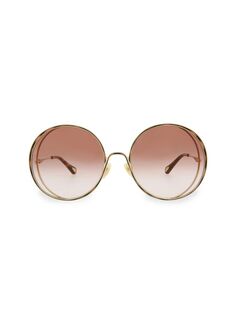Круглые солнцезащитные очки 61MM Chloé, коричневый Chloe