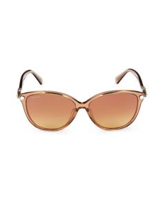 Овальные солнцезащитные очки 57MM Swarovski, коричневый