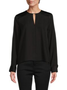 Блузка с замочной скважиной Calvin Klein, черный