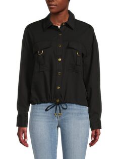 Блузонная рубашка с карманами и клапанами Ellen Tracy, черный
