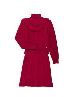 Комплект из двух предметов: свитера и юбки косой вязки для маленькой девочки Bcbgirls, цвет Cranberry