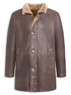 Однобортное пальто из дубленки Wolfie Furs, коричневый