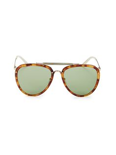 Овальные солнцезащитные очки 58MM Gucci, коричневый