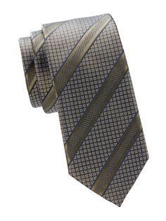 Полосатый шелковый галстук Brioni, коричневый