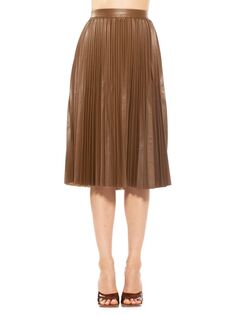 Плиссированная юбка-миди из искусственной кожи Luca Alexia Admor, коричневый