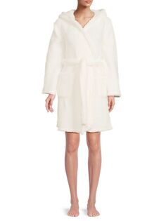 Плюшевый халат с капюшоном Saks Fifth Avenue, цвет Cream