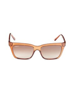 Прямоугольные солнцезащитные очки 55MM Ferragamo, коричневый