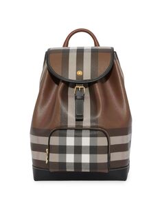 Рюкзак среднего размера из парусины с покрытием Burberry, коричневый