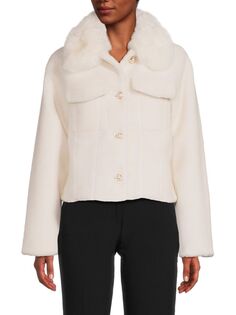 Шерстяная куртка с воротником из искусственного меха Belle Fare, цвет Cream