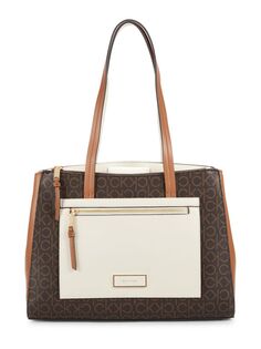 сумка-тоут Hadley с монограммой Calvin Klein, цвет Cream Brown