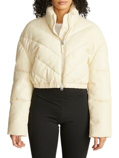 Укороченная куртка-пуховик с шевронным узором Hudson, цвет Creme