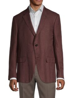 Блейзер из льна, шерсти и шелка Ermenegildo Zegna, цвет Dark Brown