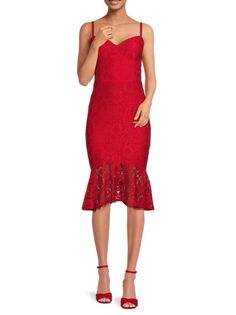 Кружевное платье с цветочным принтом Guess, красный