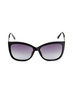 Квадратные солнцезащитные очки «кошачий глаз» 57 мм Swarovski, черный