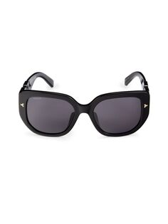 Квадратные солнцезащитные очки 56MM Bally, черный