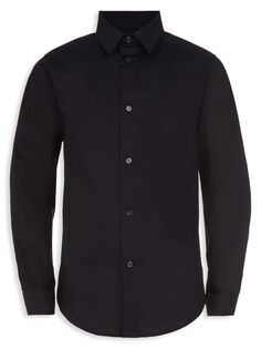 Классическая рубашка из эластичного поплина для мальчиков с пуговицами спереди Calvin Klein, черный
