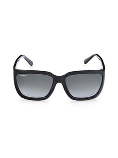 Квадратные солнцезащитные очки 59MM Ferragamo, черный