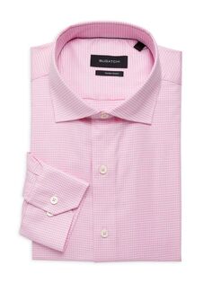Классическая рубашка узкого кроя с узором «гусиные лапки» Bugatchi, розовый