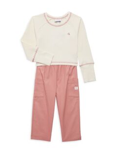 Комплект из двух предметов: топ вафельной вязки и брюки-карго для маленькой девочки Calvin Klein, розовый