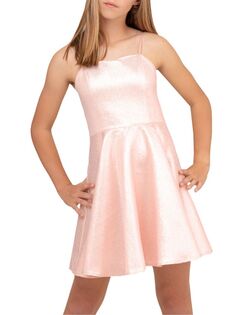 Мини-платье приталенного кроя и расклешенной юбки для девочек Un Deux Trois, розовый
