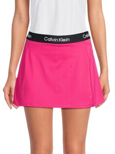 Мини-юбка трапециевидной формы с поясом и логотипом Calvin Klein, цвет Electric Pink
