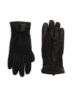 Кожаные перчатки с шерстяной отделкой Ugg, черный