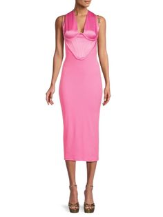 Платье миди с корсетом и лифом Enver Versace, розовый