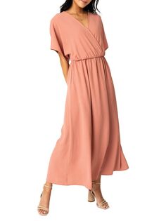 Платье макси с вырезом Surplice Gibsonlook, розовый