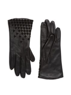 Кожаные перчатки Saks Fifth Avenue, черный