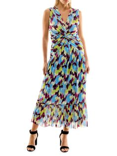 Платье-миди с леопардовым принтом Nicole Miller, синий