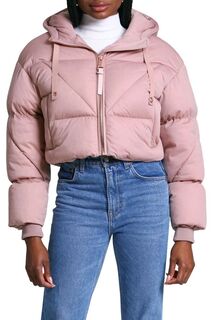 Укороченная куртка-пуховик свободного кроя с капюшоном Thermal Puff Avec Les Filles, розовый