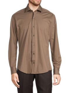 Однотонная рубашка с длинным рукавом Bertigo, цвет Olive Brown