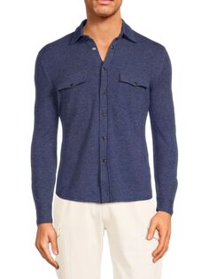 Рубашка из натуральной шерсти Brunello Cucinelli, цвет Azzurro Blue