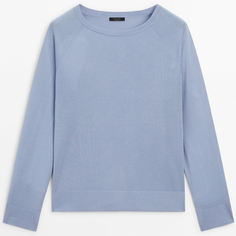 Джемпер Massimo Dutti Fine Knit With A Crew Neck, голубой