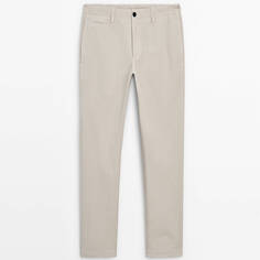 Брюки Massimo Dutti Straight-leg Canvas Chino, бежевый