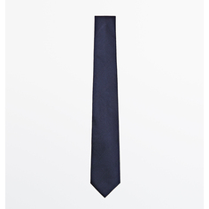 Галстук Massimo Dutti Cotton And Silk Twill, темно-синий