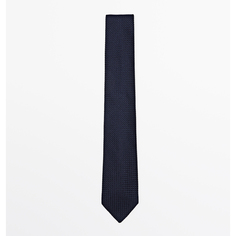 Галстук Massimo Dutti 100% Garza Silk Textured, темно-синий