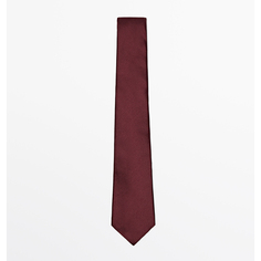 Галстук Massimo Dutti 100% Silk Textured, темно-бордовый
