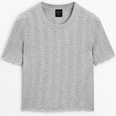 Джемпер Massimo Dutti Wavy Knit With Short Sleeves, серый