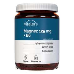 Vitaler&apos;s, Магний 125 мг + Витамин В6, 60 капс. Vitalers
