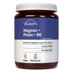 Vitaler&apos;s, Магний 100 мг + Калий 150 мг + B6 10 мг - 60 капсул Vitalers