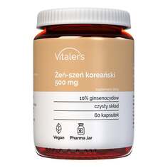 Vitaler&apos;s, Женьшень корейский (Panax ginseng) 500 мг, 60 капсул. Vitalers