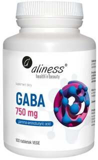 Aliness, ГАМК 750 мг, пищевая добавка, 100 растительных таблеток.