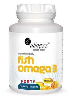 Aliness, Fish Omega 3 Forte кислоты ЭПК 500 мг и ДГК 250 мг 90 капсул