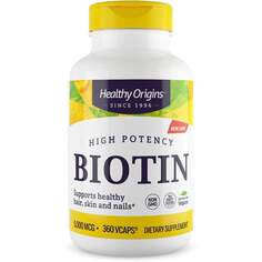 Высокоэффективный биотин Healthy Origins, 5000 мкг, 360 растительных капсул