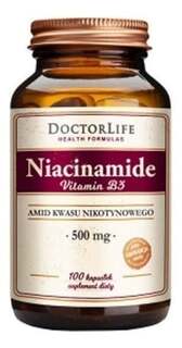 Doctor Life, Ниацинамид Витамин В3, амид никотиновой кислоты 500 мг, 100 капсул