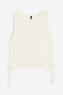 Топ H&amp;M Ladder-stitch-look Knit Sleeveless, кремовый H&M