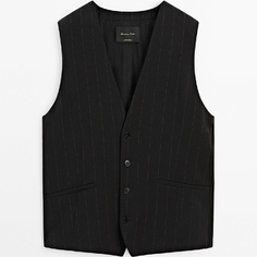 Жилет Massimo Dutti Oversized Suit Pinstripe, черный